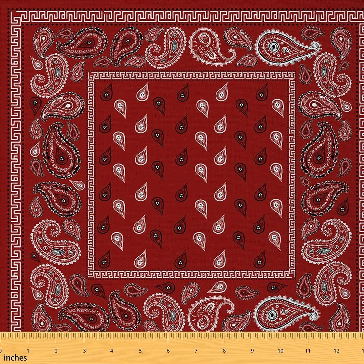 Feelyou Burgundy Paisley Bohemian Chic Fabric by the Yard - Soft Non-Stretch Polyester 3D Printed Art Fabric, Waterproof Yard Bolt for Indoor/Outdoor Home DIY Projects