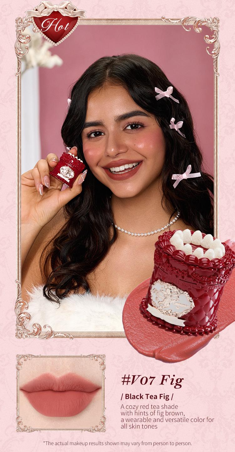Flower Knows Strawberry Cupid Collection Cake Lip Cream, Smooth Matte Lip Cream, Long Lasting, Non-Stick Cup Lip Clay, Smudge Proof, High Pigment, Moisturizing, Summer Makeup Gift, Makeup Beauty Cosmetics