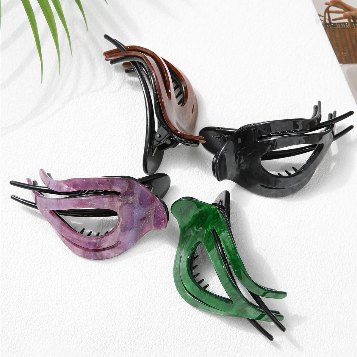 4Pcs French Concord Curved Hair Clips Fashion Elegant Hair Claws for Thin Thick Hair Strong Hold Clips for Women Girls