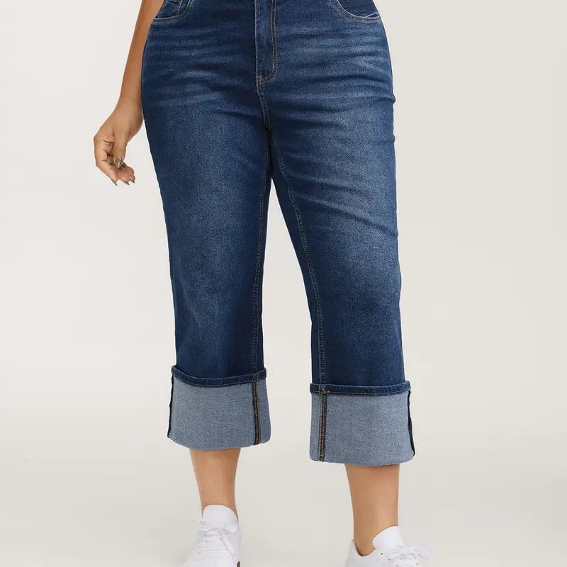 BloomChic Thigh-Friendly Capri Straight-Leg Jeans 【M-6XL】