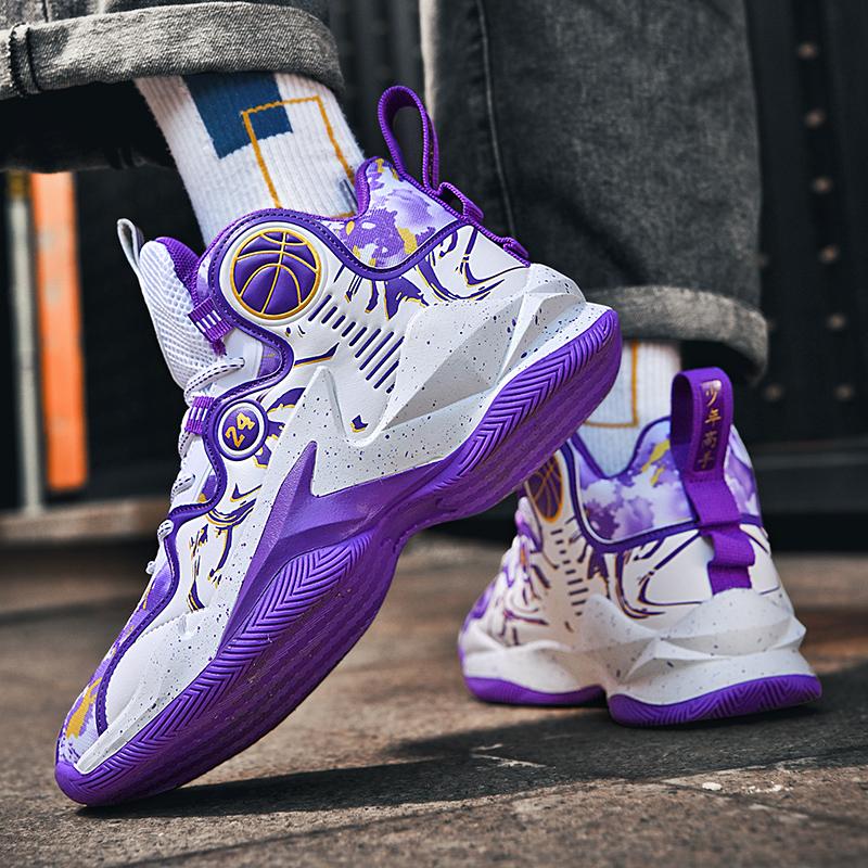 Men's official genuine basketball shoes, high-top sports shoes for spring and summer, suitable for students, wear-resistant, anti-slip, shock-absorbing, breathable basketball shoes.