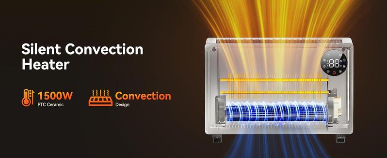 GiveBest Super Quiet Wall Heaters for Indoor Use, Baseboard Design Space Heater, Adjustable Thermostat, Child Lock, 12H Timer, 1500W Easy-mounted Electric Smart Heater for Bedroom Living Room Garage