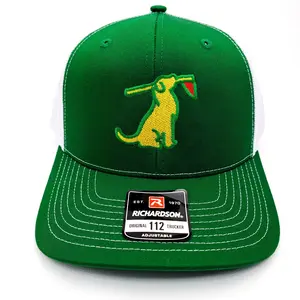 Green And White FETCH Golfing Richardson 112 Mesh Snap Back Hat Cap
