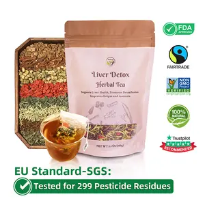 Liver and Kidney Detox Cleanse Tea - Milk Thistle GojiBerry Dandelion root Honeysuckle, Hand-picked 9 Organic Herbs, Edible corn fiber tea bags,  Beverage Natural