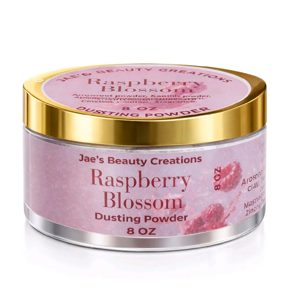 Jae's Beauty Creations 8oz Raspberry Blossom Dusting Powder Lightweight Silky Scented Daily Body Care Fragrance Moisture Absorbing