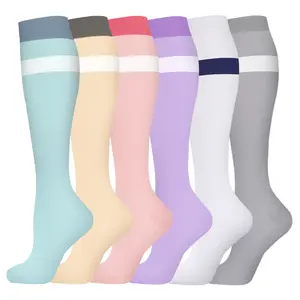 6 Pairs Compression Socks Unisex Calf Length Made for Active and Daily Wear with Breathable Quick Dry Anti Odor Fabric for Running Gym Yoga Hiking Travel Work and Everyday Life