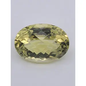 13.28ct ETW Lemon Quartz Gemstone - Oval Cut Checkerboard