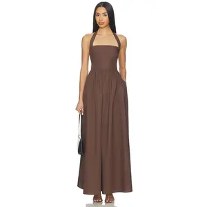 Susana Monaco x REVOLVE Poplin Tie Halter Dress in Brown