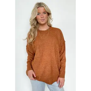 Soft Horizon High Low Hem Pocket Sweater - BACK IN STOCK