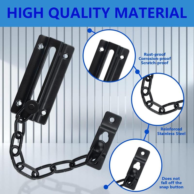 2Pack Door Chain Locks, Black Door Guard Chain Latch Child Proof Latch Lock with Screws for Inside Door