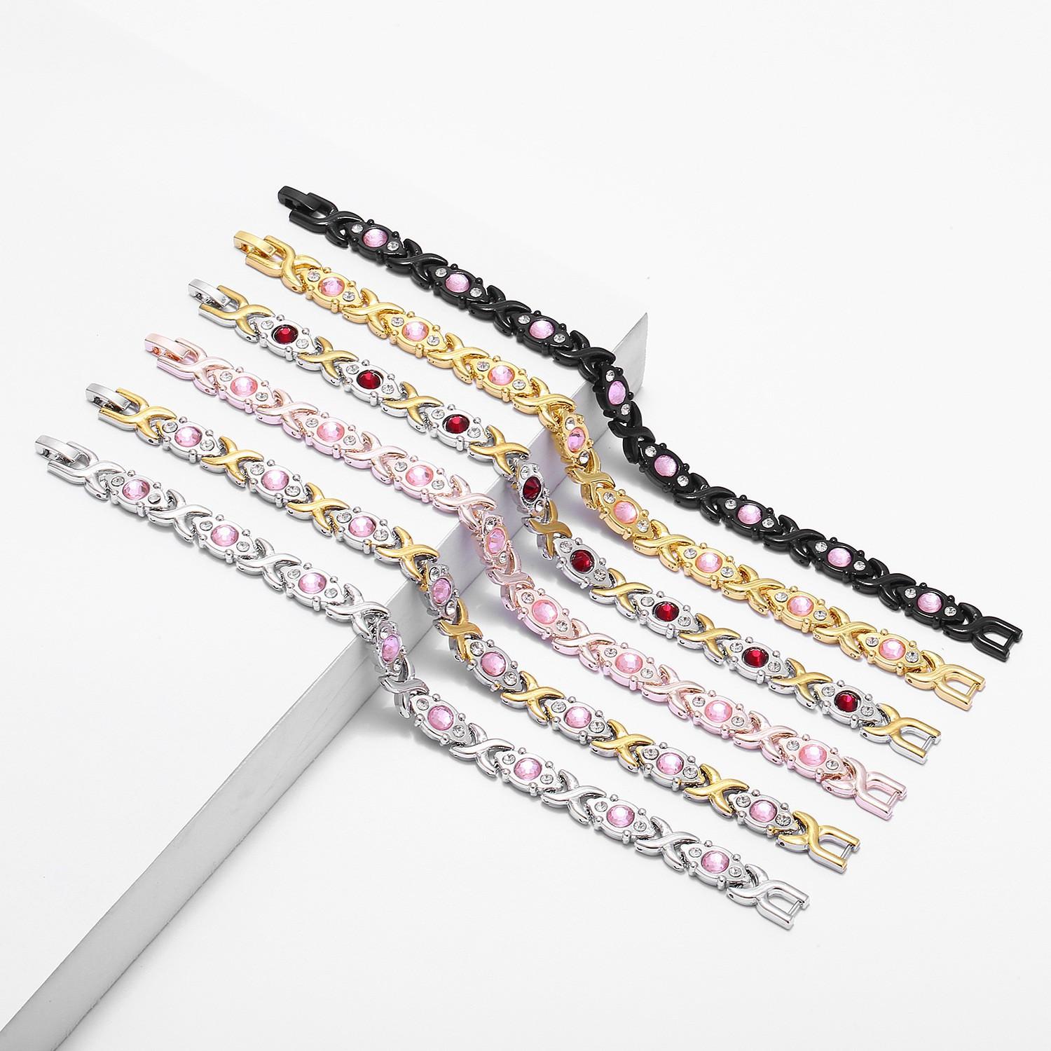 EMPTAN Women's Magnetic Bracelet with Diamonds - Energy Magnet Bracelet - Modern Fashion Metal Wristband - Trendy Jewelry Gift for Her, Valentine's Day Gift