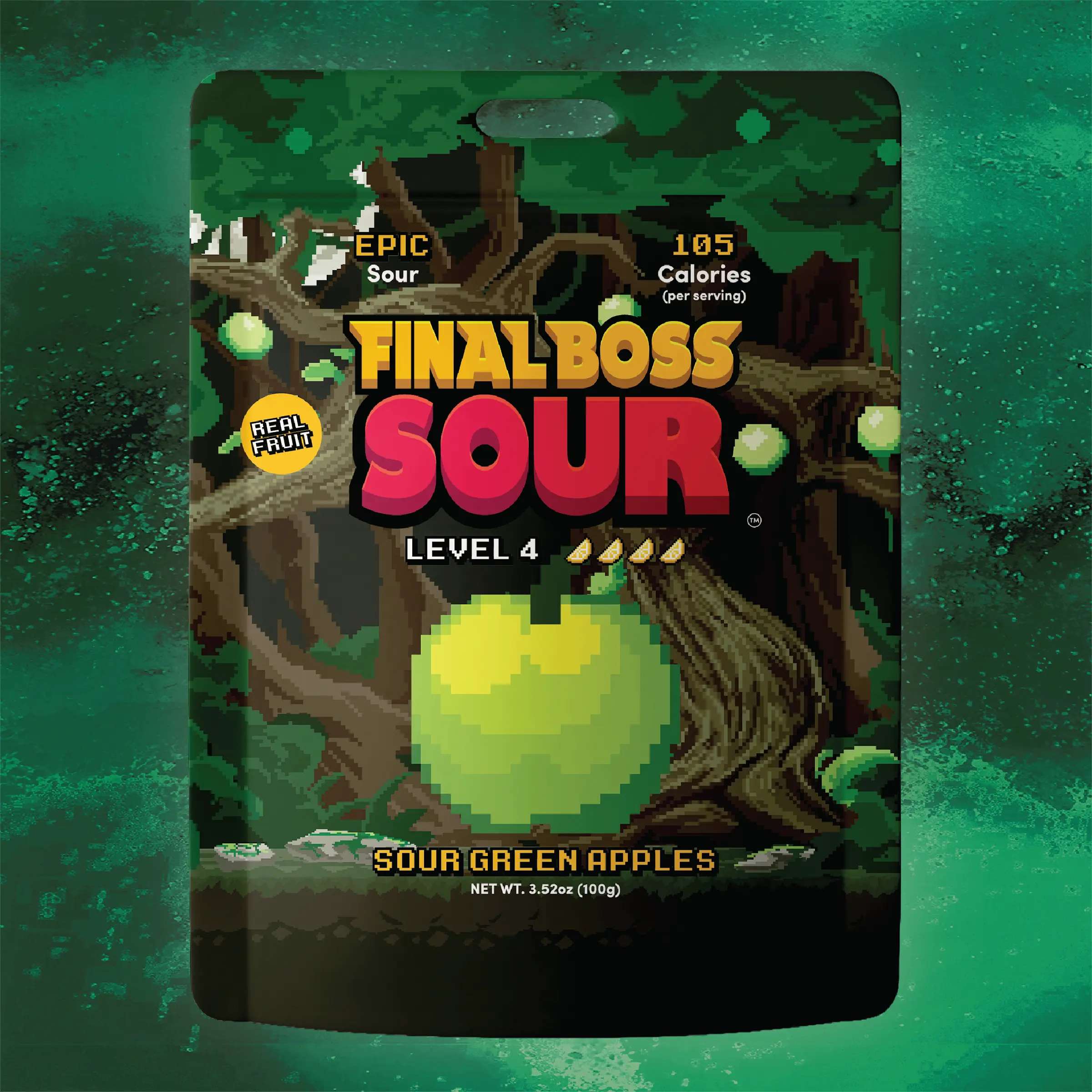 Final Boss Sour - Green Apple - Level 4  (1 or 4-Pack) Real Fruit | Sour Challenges With Every Bite