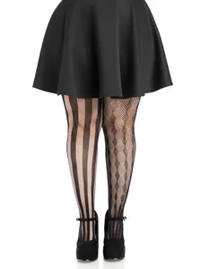 Plus Harlequin Net Tights