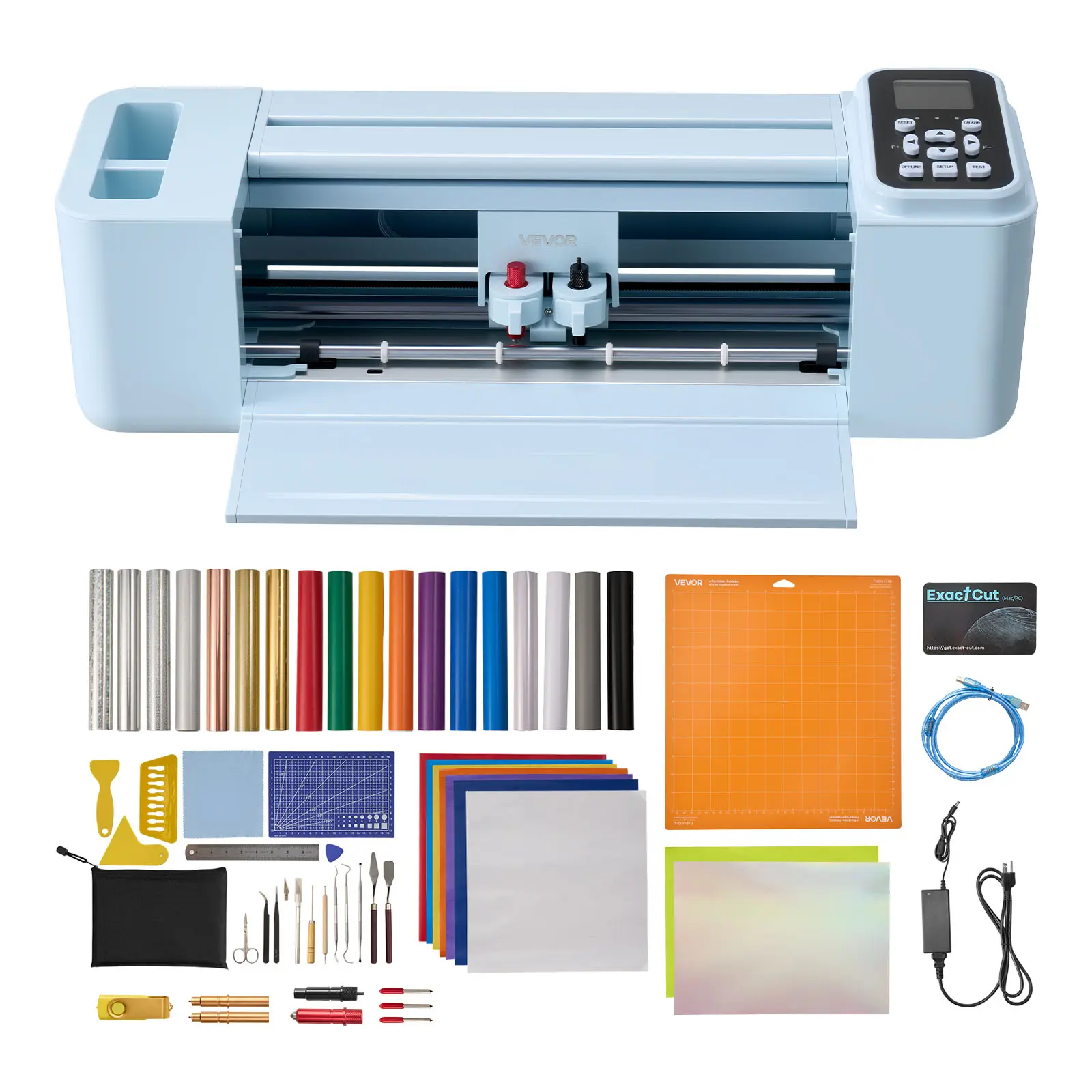 VEVOR Vinyl Cutting Machine, 12 in, Button and Screen Controlled Vinyl Cutter with Materials and Tool Kit, 20000+ Built-in Design Resources, Compatible with Mac, Windows, Android and iOS, for Crafts, Heat Transfer Paper, Wireless, Clean Cuts