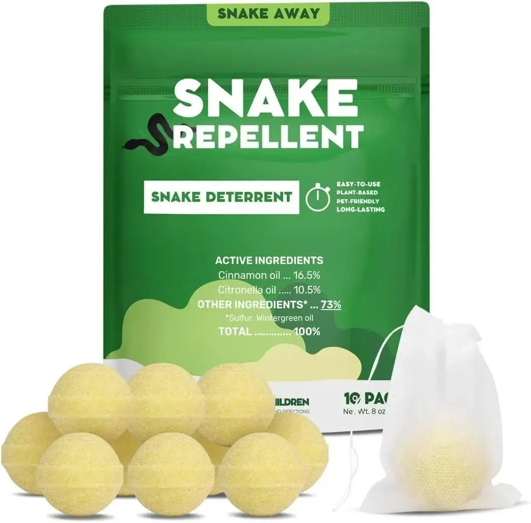 Snake Away Repellent for Outdoors 10 Pack Snake Repellent for Yard Powerful Plant-Based Ingredients Snake Repellent Balls Pet & Kid Friendly,dorm essentials,home essentials