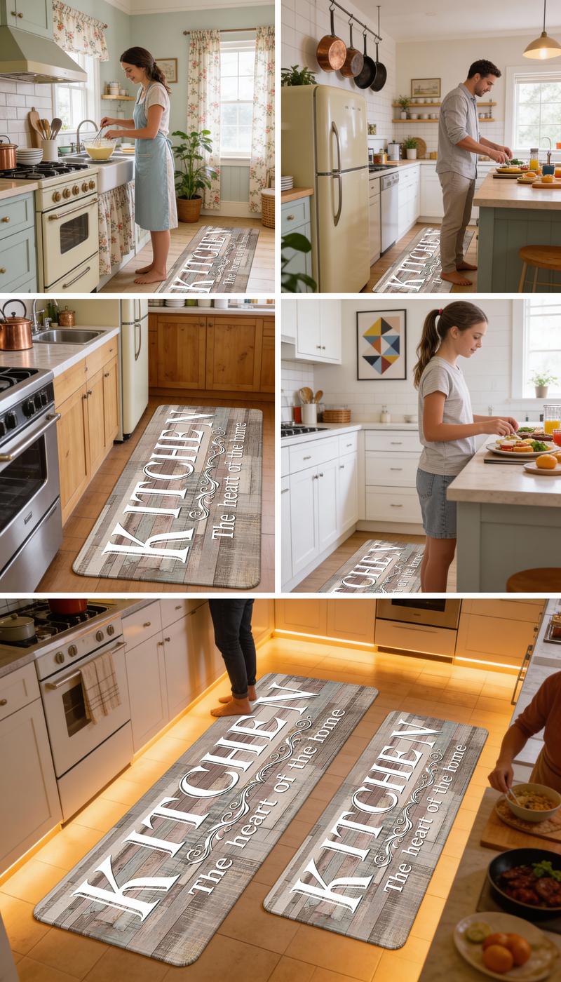 Premium Non-Slip Kitchen Mat Thick Non-woven Fabric Sponge Padding Durable Floor Mat Easy Clean Hand Wash for Home Entrance Laundry Bathroom Hallway Living Room 1 pc Home Decor Area Mat