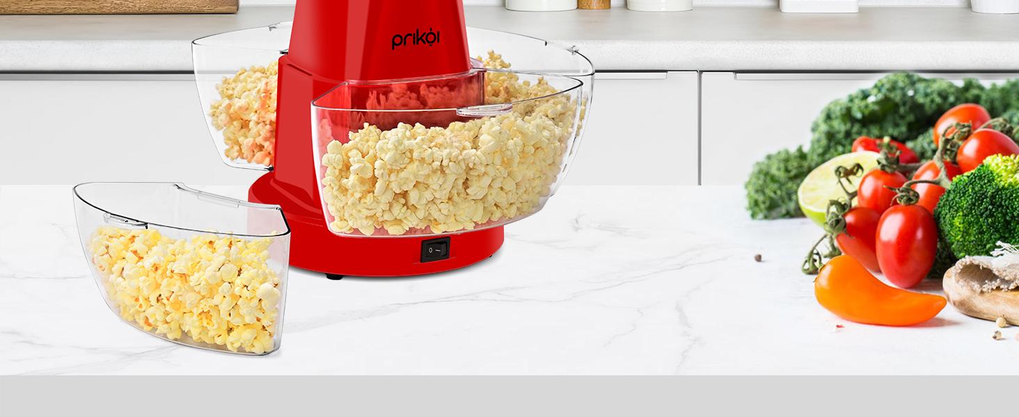 SUSTEAS American Hot Air Popcorn Maker, Electric Popcorn Maker with 4 Serving Bowls and Measuring Cup, Oil-Free, Crunchy & Crispy Quality Kitchen Appliance