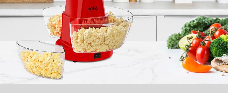 SUSTEAS American Hot Air Popcorn Maker, Electric Popcorn Maker with 4 Serving Bowls and Measuring Cup, Oil-Free, Crunchy & Crispy Quality Kitchen Appliance