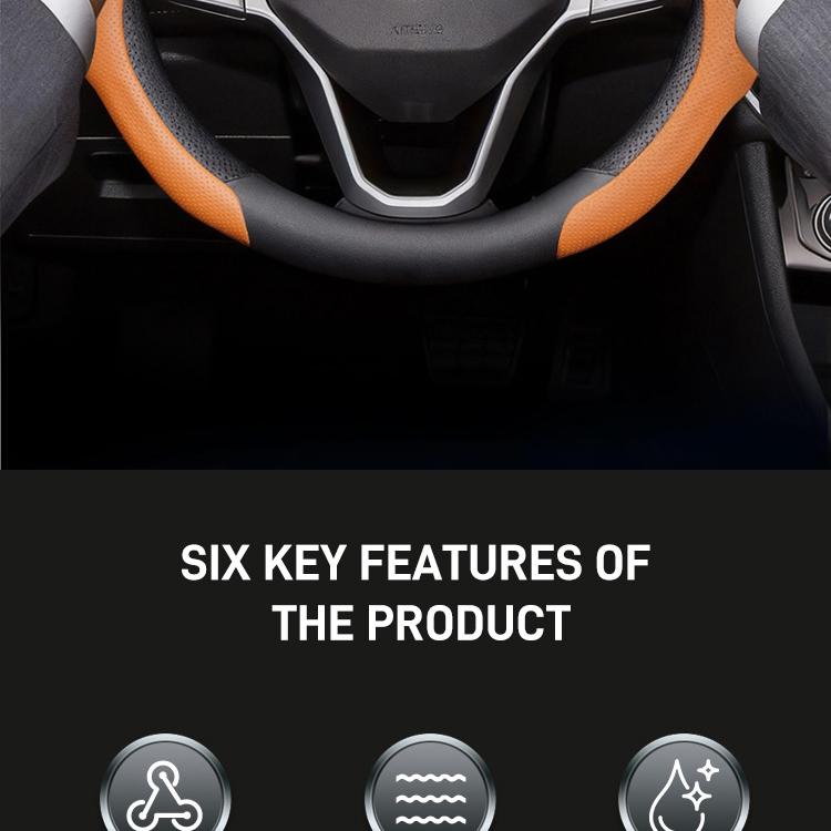 SUPEREVER Napa Leather Car Steering Wheel Cover - 15 Inch, 4-Season Universal Fit, Enhanced Grip, Elevated Style, Non-Bulky & Modern Design, Anti-Slip, Sweat-Absorbent, Comfortable & Premium Quality