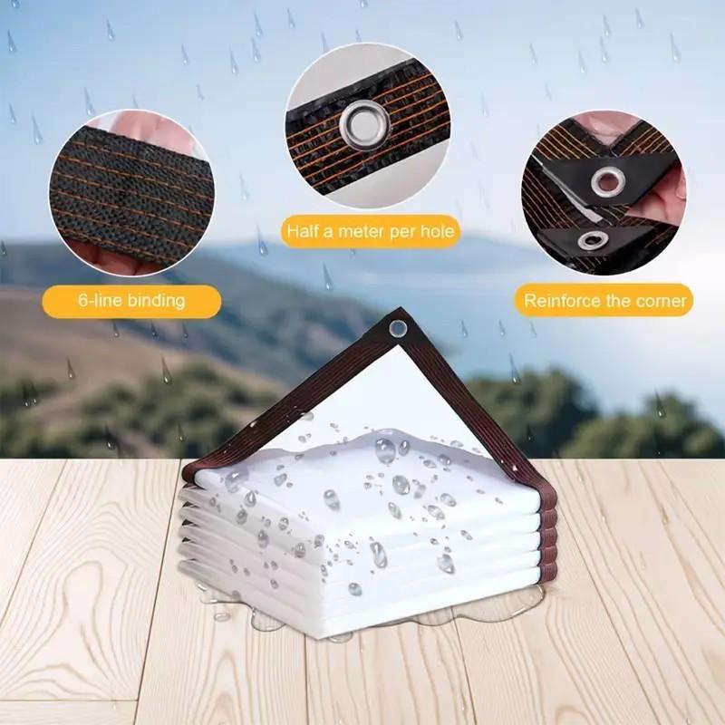 Heavy-Duty Clear PE Waterproof Tarp Transparent Poly Tarpaulin with Reinforced Metal Grommets, UV Resistant Mildew Proof Snowproof for Greenhouse Garden Patio Porch Terrace Car Cover Canopies Outdoor Camping Plant Protection