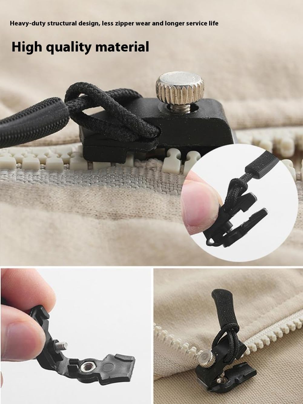 Zipper Repair Kit, 12pcs 3 Different Size Replacement Zipper Quick Install Detachable Pulls Zip Heads, No Sewing Required, for Jackets, Luggage, Bags
