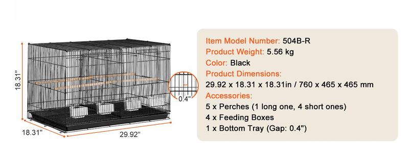 SucceBuy 30In Flight Bird Cage Stackable Divided Small Animal Cage for Kinds of Birds Pet Travel Birdcage with Handle and Perche
