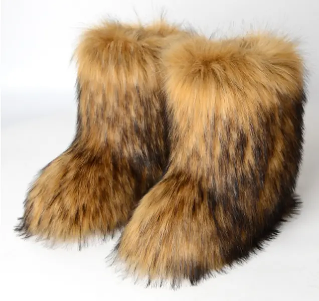 Women's Y2K Fluffy Faux Fur Boots | Retro Shaggy Winter Boots | Luxury Warm Fur Footwear Comfitoria Stylish Girl