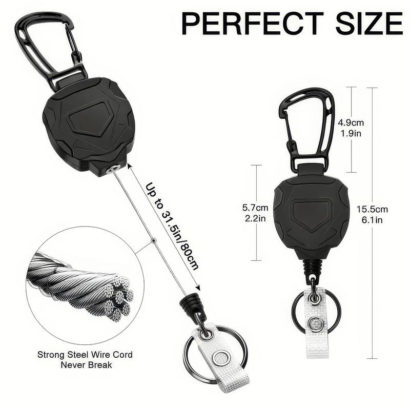 Solo Black Badge Reel with Keychain Attachment – Compact and Tangle-Free for Offices, Hospitals, or Event Use