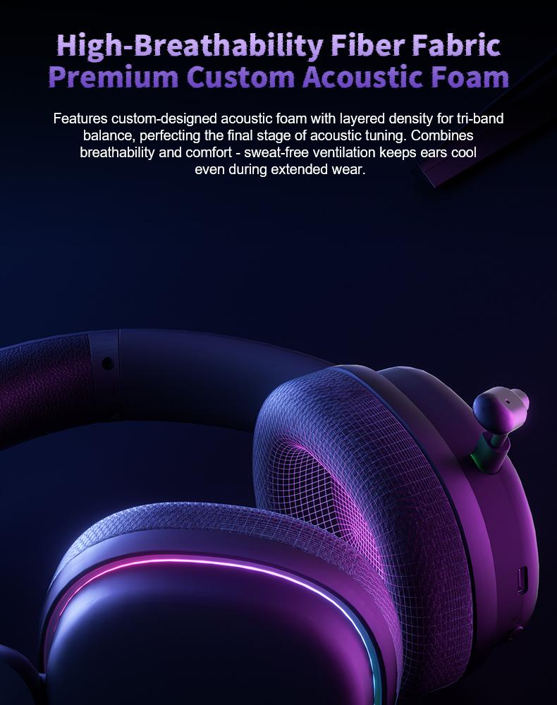 AULA G7 Pro Pink Wireless Gaming Headphones with Mic, 7.1 Surround Sound, Ultra-Low Latency, RGB Over-Ear with Noise-Canceling Mic