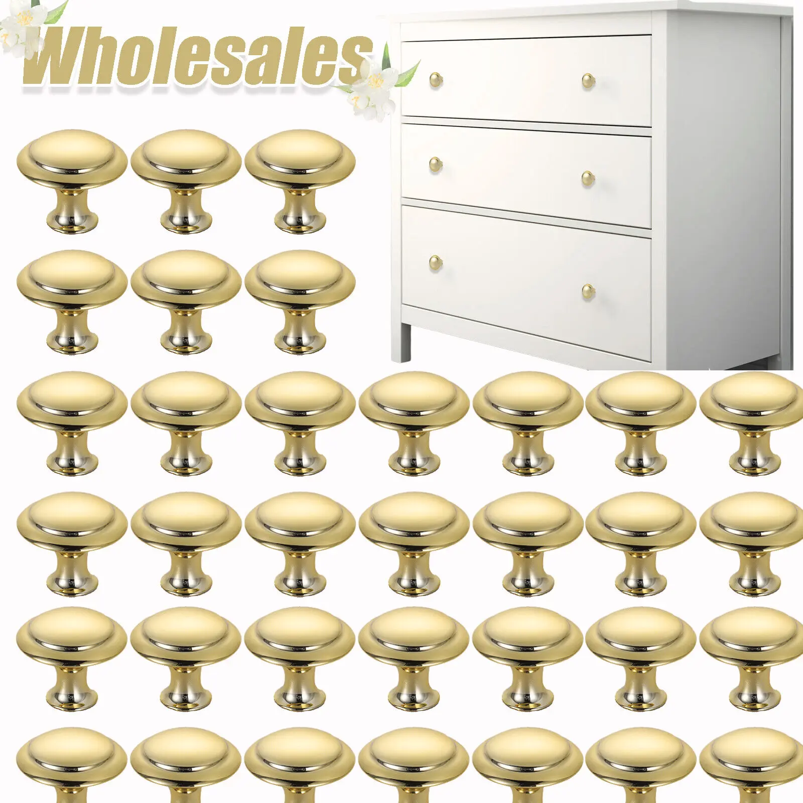 Cabinet Knobs Drawer Pulls Zinc Stepped Round Dresser Handles,Kitchen,Cupboard, Bathroom, Wardrobe, Cabinet Hardware,Brushed Brass