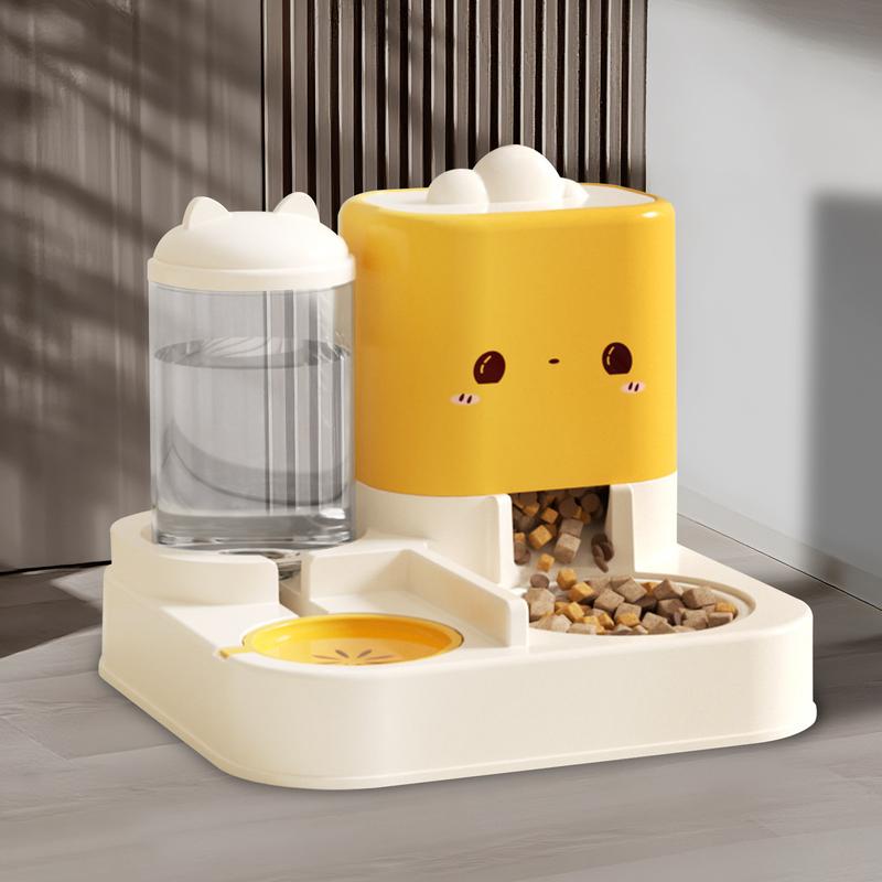 Super Cute Appearance Pet Feeding And Drinking Device, Cleverly Designed With Dry And Wet Separation, Automatic Water Addition, Universal For Cats And Dogs, Easily Solves Feeding Problems
