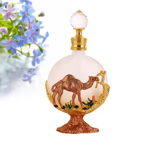 Joyeee Fancy Glass Perfume Bottles Empty refillable 1 Pack 30ml Vintage Jeweled Decorative Fragrance Empty bottle Refillable Decorative Refillable Glass Perfume Bottles Golden