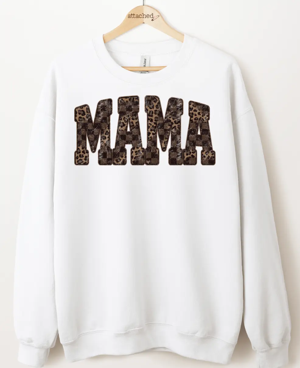 Checkered Leopard Mama Graphic Top