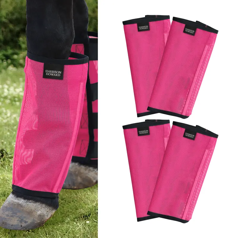 Harrison Howard Outdoor Horse Fly Boots - Loose-Fitting, UV-Protective, Durable Equestrian Health Supplies, Extra-Tough Breathable Mesh, Fast 4-Straps, Stay-On Design for Horse Leg Stomp Reduction