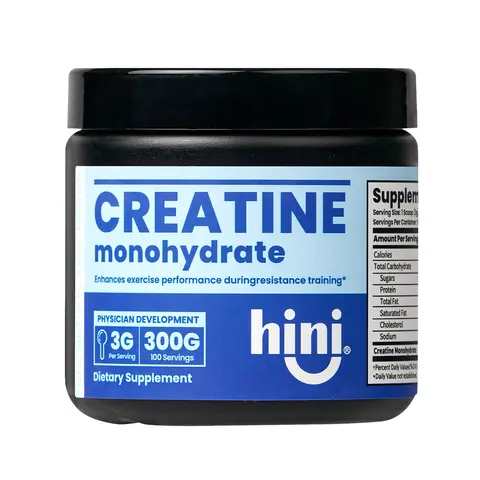 HINI Micronized Pure Creatine Only Dietary Supplement Powder - 5g/Serving, 100 Servings (300g/10.58 oz), GMP Certified, Clean, Sugar Free, Gluten-Free, Keto-Friendly, No Fillers, Pre/Post Workout Boost for Strength, Muscle Hydration & Recovery