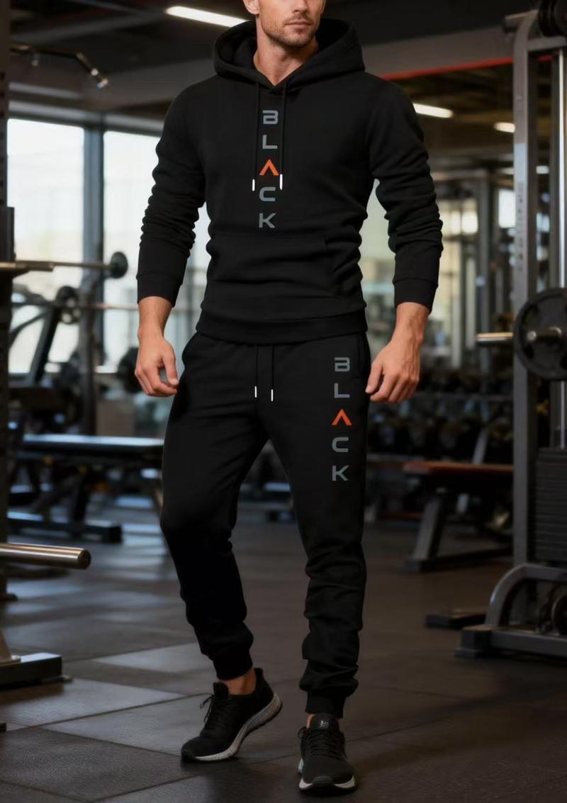 Men's hooded sports shirt and pants set, casual long-sleeve pullover with pocket design, perfect for everyday wear and extremely comfortable