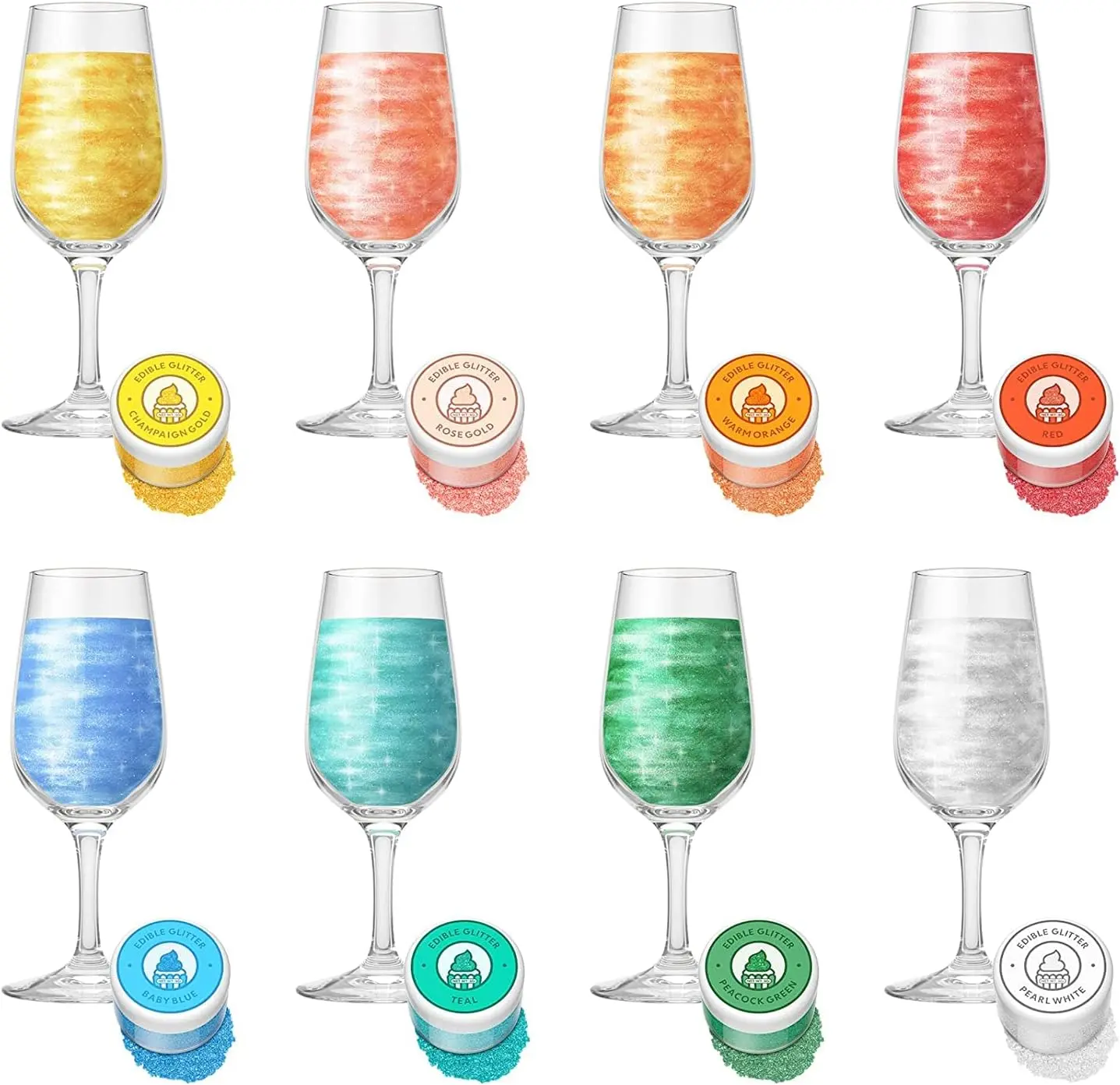 8 Coloring Glitter 4g/Bottle,Edible Glitter for Drinks,Edible Shimmering Food Grade for DIY Wine Cocktails Champagne,Bakery,Cakes,baking,Edible Luster Sprinkle Scoops Cupcake