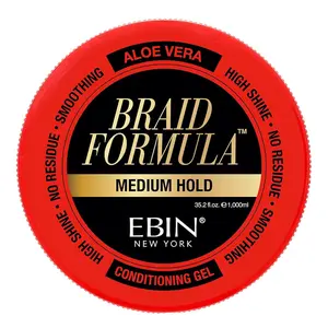 EBIN NEW YORK Braid Formula Conditioning Gel, Medium Hold | Great for Braiding, Twisting, Edges, No Residue, No Flaking, Strong Hold, High Shine, Smoothing with Clean & Aloe Vera Scent