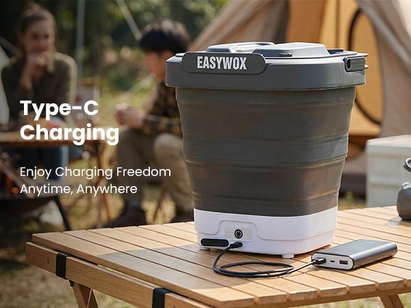 [Tiktok US Limited] EasyWox Portable Electric Pressure Washer with 3.2 Gal Tank, 4-in-1 Nozzle, Max 1200 PSI Foldable Cordless Power Washer, Type-C Charging, Portable Water Sprayer for Camping, Bike, Pet, Garden, Car Wash