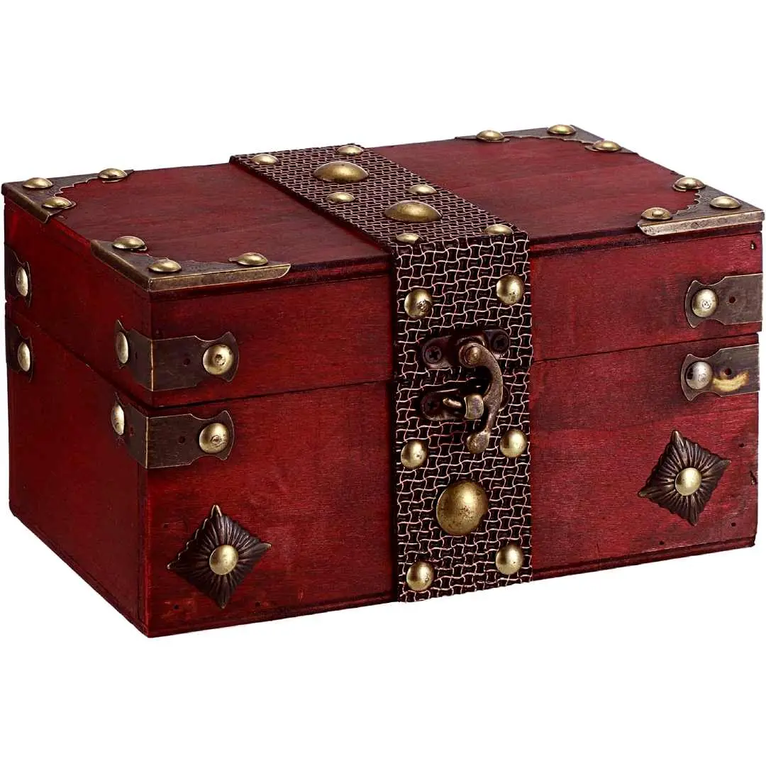 Vintage-style lockable storage box, treasure chest box, movie prop box, collectibles storage box, escape room investigation wooden storage box, jewelry holders, vintage home desktop decoration