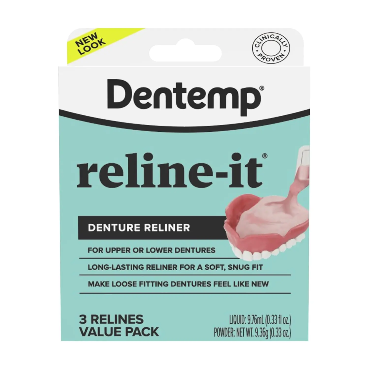 Dentemp Denture Reline Kit Value Pack - Advanced Formula Reline It Denture Reliner - Denture Kit to Refit and Tighten Dentures for Both Upper & Lower Denture - 3 Relines (Packaging May Vary)