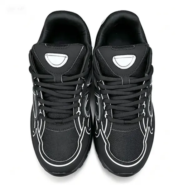 Black Outline Retro Casual Basketball Sneakers |     Streetwear All-Black Daily Shoes For Men & Women High Top Athletic,portable