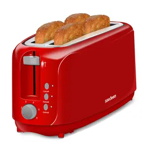 4 Slice Toaster, Extra Wide Slots Bread Toaster with 6 Shade Settings, Bagel/Cancel/Defrost/Reheat Functions, Removable Crumb Tray, Auto Shut-Off, Red