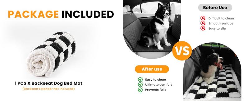 Pet Bed Mat for Car Backseat Extender Non-Slip Plaid Dog Bed Blanket for Car Back Seat Travel Pet Mat Custom Fit for Backseat Extenders and Seat Covers