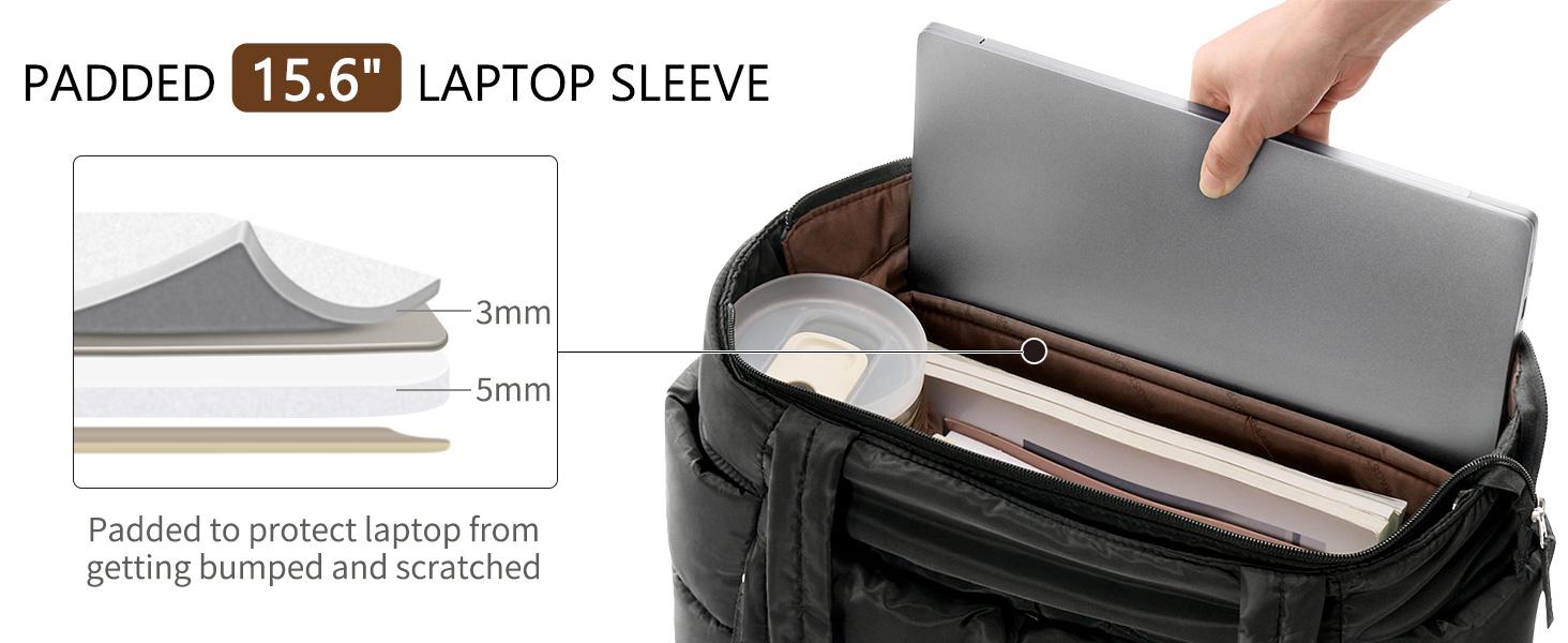 Bagstellar Puffer Tote Bag for Women with Makeup Bag, Large Work Tote Laptop Bag, Lightweight Travel Tote Bag with Zipper Gifts for Women Teacher Nurse Quilted Shoulder Bag for School Gym