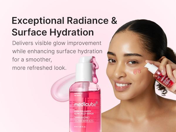 [NEW] [medicube] PDRN Pink Collagen Glow Jelly Serum | Lightweight Water-Jelly For Plump & Supple Skin | Radiance & Elasticity Care with PDRN, Collagen, Niacinamide | Korean Skin Care 1.01 fl.oz