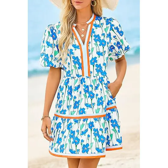 Cicy Bell Womens V Neck Floral Mini Dress Short Puff Sleeve Patchwork Summer Casual Boho Dresses Soft Fabric & Comfortable Fit - TikTok Shop Cicy Bell Womens V Neck Floral Mini Dress Short Puff Sleeve Patchwork Summer Casual Boho Dresses Soft Fabric & Comfortable Fit - TikTok Shop