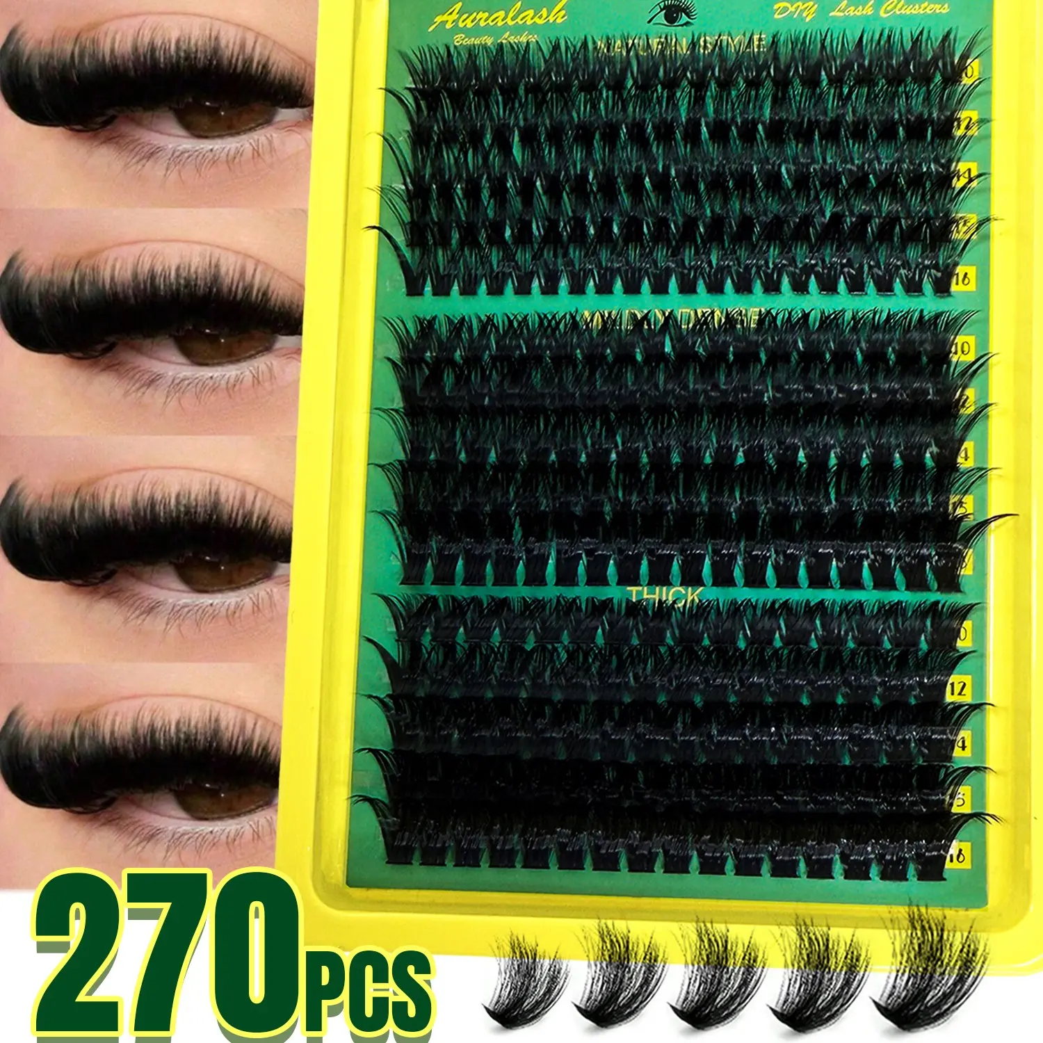 DIY Lash Extension Kit 60D 80D, Full Volume Individual False Lashes, Volumized Fake Eyelashes, with Bond & Seal & Tweezers, Wispy Finish, Longer Eyelashes, Wear, Long Lasting Eye Makeup for Beginners and Professionals, Eyelash Clusters, DIY Eyelash Set