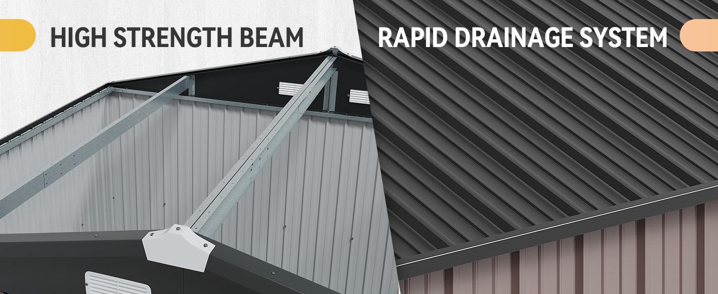 Aoxun 10 x 12FT Outdoor Storage Shed with Double Hinged Large Door & Lockable Door Metal Sheds for Garden Backyard Patio Black & Brown Water Resistant