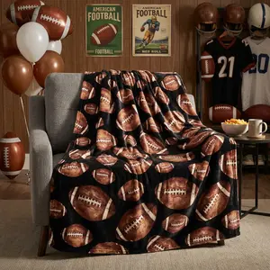 Football Flannel Blanket Throw, Football Black Soft Fuzzy Plush Cozy Fleece Blankets for Couch Sofa Bed Lounging, Ideal Gifts for Kids Adults